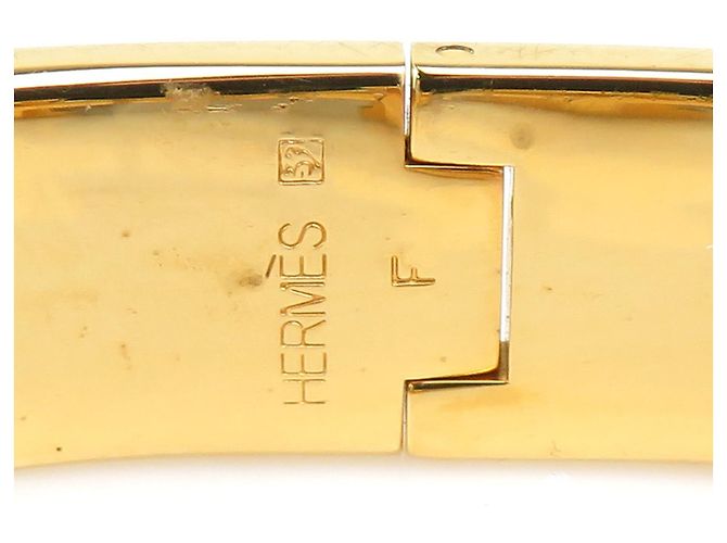 Pulseira Bangle Clic Clack H da Hermès Dourado Laranja - vista 11
