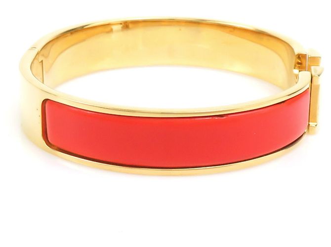 Pulseira Bangle Clic Clack H da Hermès Dourado Laranja - vista 3