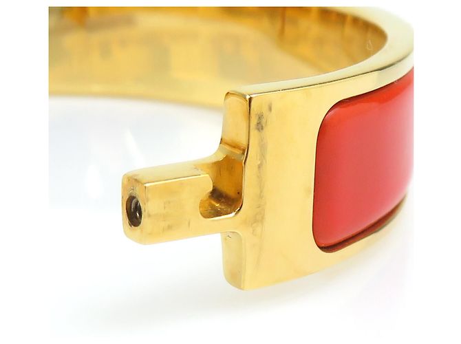 Pulseira Bangle Clic Clack H da Hermès Dourado Laranja - vista 8
