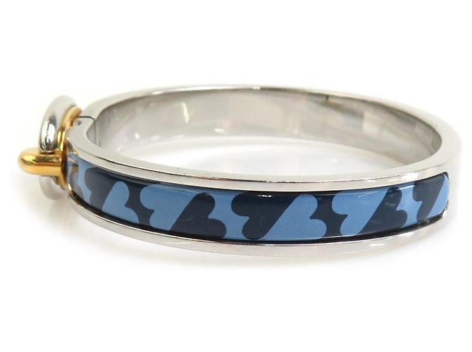 Hermès Pulsera Bangle Mini Click Chaine d'Ancre HERMES Plata Azul Dorado - vista 3