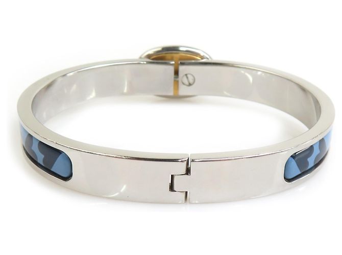 Hermès Pulsera Bangle Mini Click Chaine d'Ancre HERMES Plata Azul Dorado - vista 4