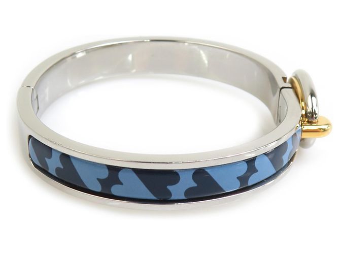 Hermès Pulsera Bangle Mini Click Chaine d'Ancre HERMES Plata Azul Dorado - vista 5
