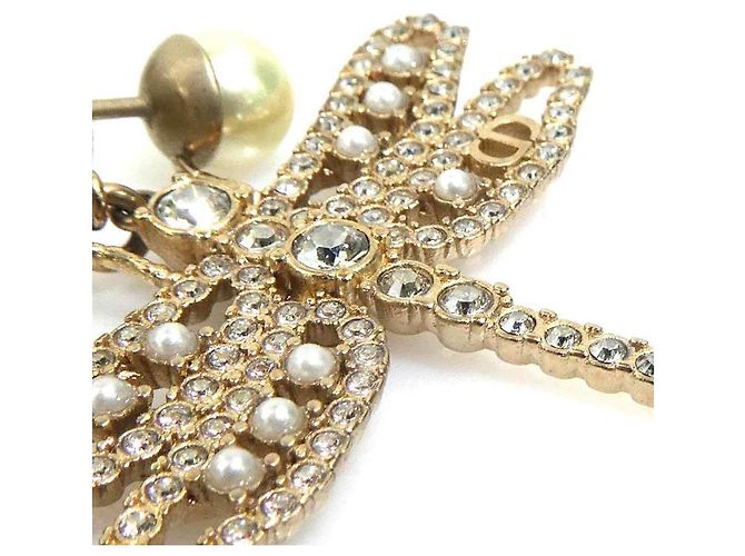 Pendientes colgantes diseño libélula Christian Dior Plata Dorado Blanco roto - vista 6