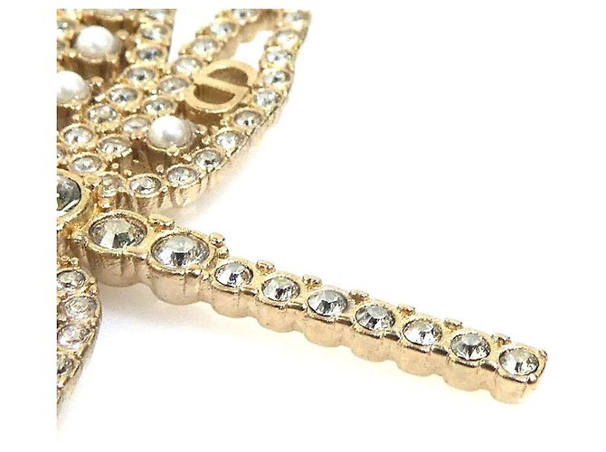 Pendientes colgantes diseño libélula Christian Dior Plata Dorado Blanco roto - vista 8