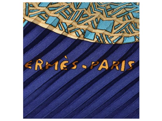 Bufanda Carre Plisada Hermès Roja Multicolor Azul marino - vista 7