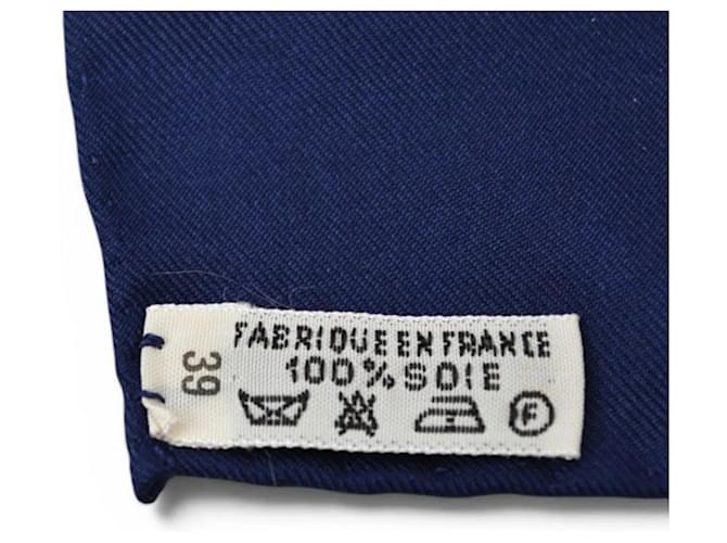 Sciarpa Hermès "LES MUSEROLLES" Bianco Blu navy - vista 4