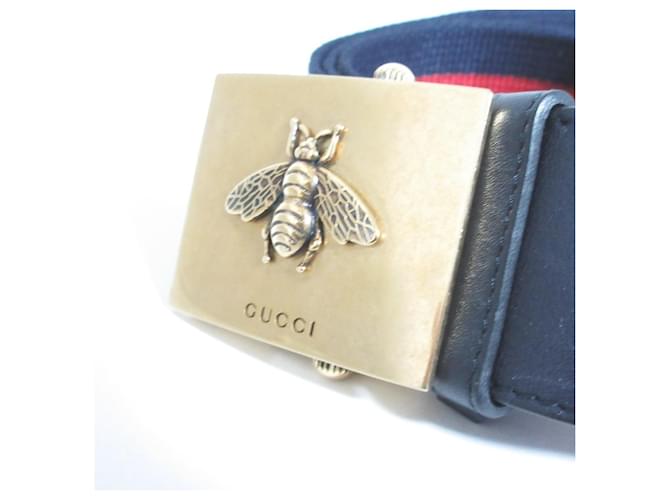 Gucci Bee Sherry Web Stripe Gürtel Rot Marineblau - Ansicht 3