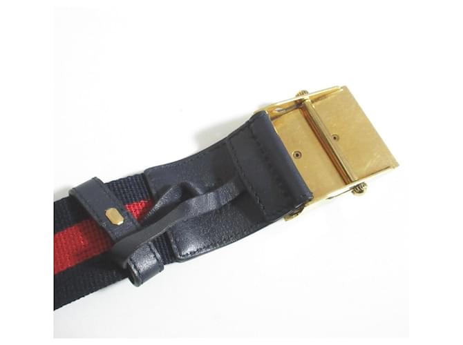Gucci Bee Sherry Web Stripe Gürtel Rot Marineblau - Ansicht 4