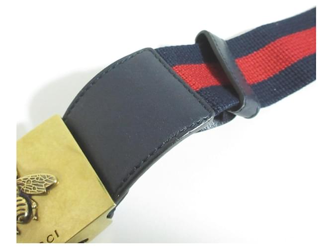 Gucci Bee Sherry Web Stripe Gürtel Rot Marineblau - Ansicht 5