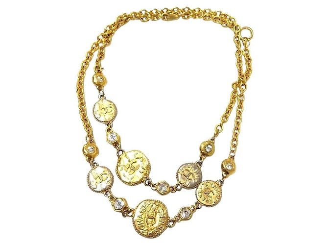 Timeless Collana Vintage con Strass Chanel D'oro - vista 2