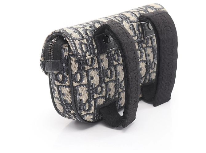 Pochette Saddle Oblique Christian Dior Beige Blu navy - vista 2