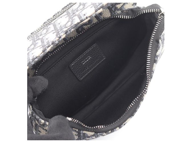 Pochette Saddle Oblique Christian Dior Beige Blu navy - vista 3