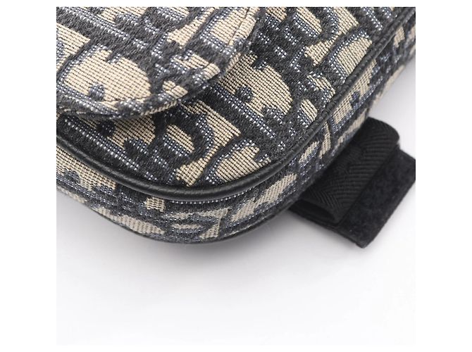 Pochette Saddle Oblique Christian Dior Beige Blu navy - vista 5