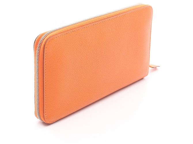 Cartera redonda de seda Azap Long de Hermès Roja Naranja - vista 2