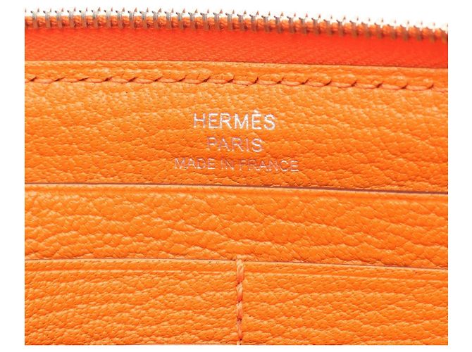 Cartera redonda de seda Azap Long de Hermès Roja Naranja - vista 4