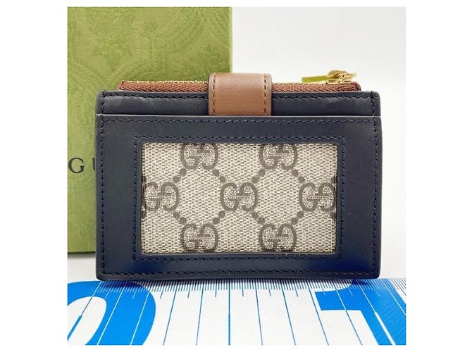 GUCCI Münz-Kartenetui GG Supreme Braun Schwarz Beige - Ansicht 2