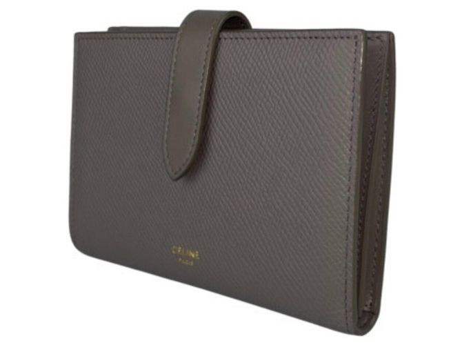 Céline CELINE Medium Strap Wallet in Greige Leather Grey - view 2