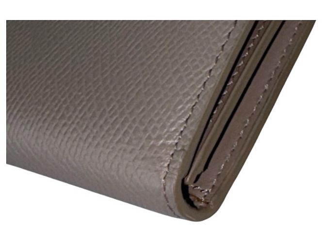 Céline CELINE Medium Strap Wallet in Greige Leather Grey - view 5