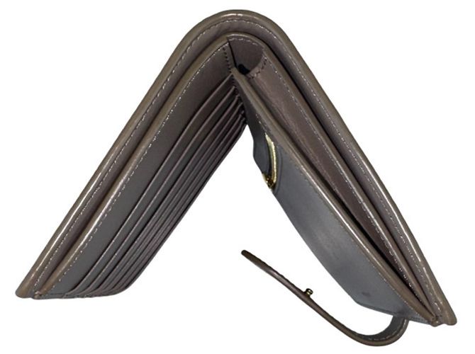 Céline CELINE Medium Strap Wallet in Greige Leather Grey - view 6
