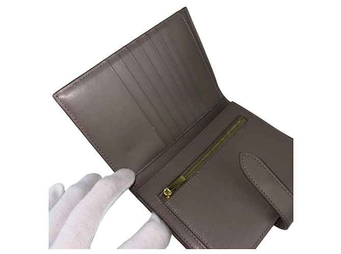 Céline CELINE Medium Strap Wallet in Greige Leather Grey - view 7