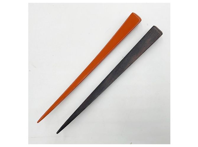 Ornamento per capelli Kanzashi Hermès Nero Arancione - vista 3