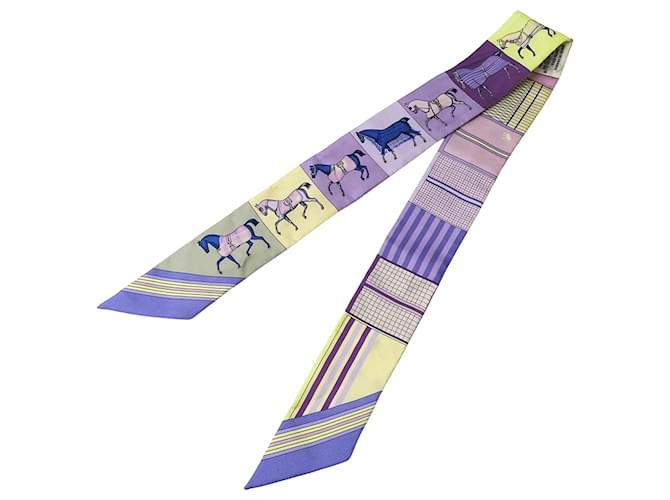 Foulard Twilly Hermès in viola e giallo Porpora - vista 3