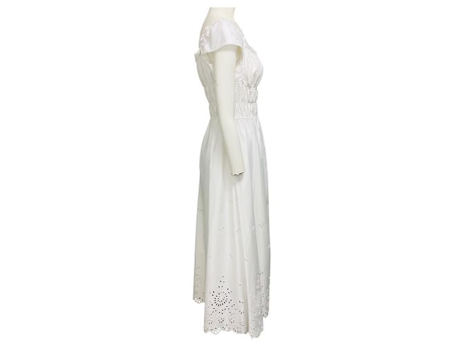 Vestido midi de algodón con ojales Altuzarra blanco Optic White Lily - vista 2