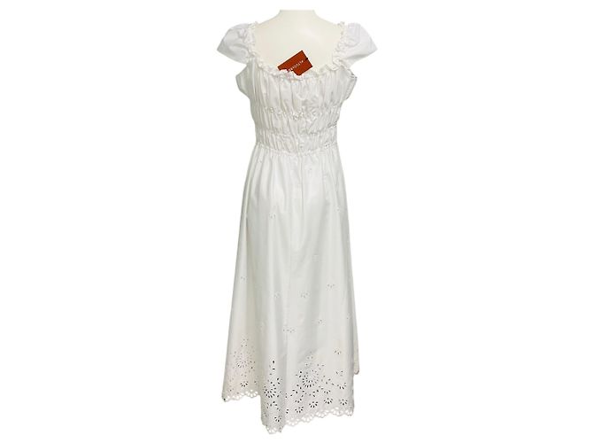 Vestido midi de algodón con ojales Altuzarra blanco Optic White Lily - vista 3