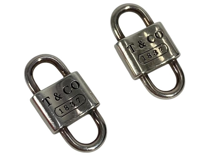 Tiffany & Co Orecchini in pelle con chiave e doppio lucchetto Tiffany 1837 Argento - vista 2