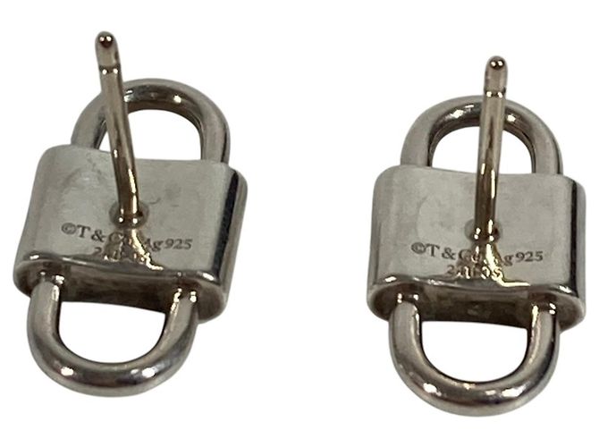 Tiffany & Co Orecchini in pelle con chiave e doppio lucchetto Tiffany 1837 Argento - vista 6