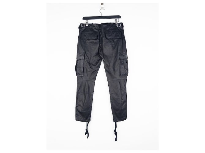 Pantalones de cuero cargo biker Balmain por Decarnin SS10 Negro - vista 2