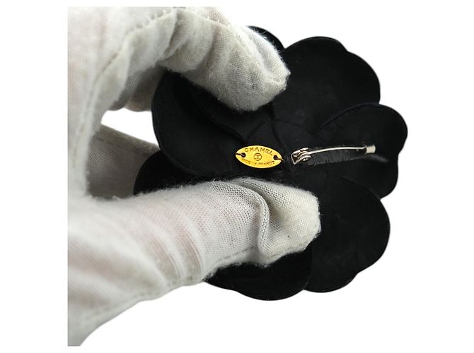 Timeless Chanel Spilla Fiore Camelia in Pelle Nera Vintage Nero - vista 4