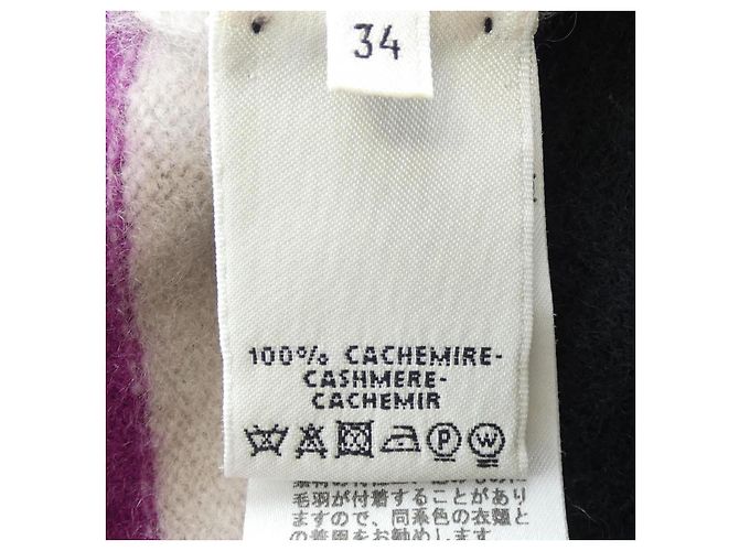 Hermès Jersey de cachemira Hermes 34 Negro Beige Púrpura - vista 3