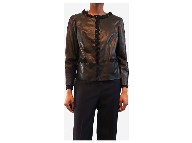 Chanel Schwarze Lammlederjacke 2009 - Größe UK 12 - Ansicht 2