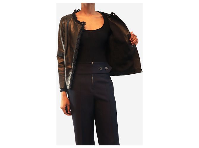 Chanel Schwarze Lammlederjacke 2009 - Größe UK 12 - Ansicht 4