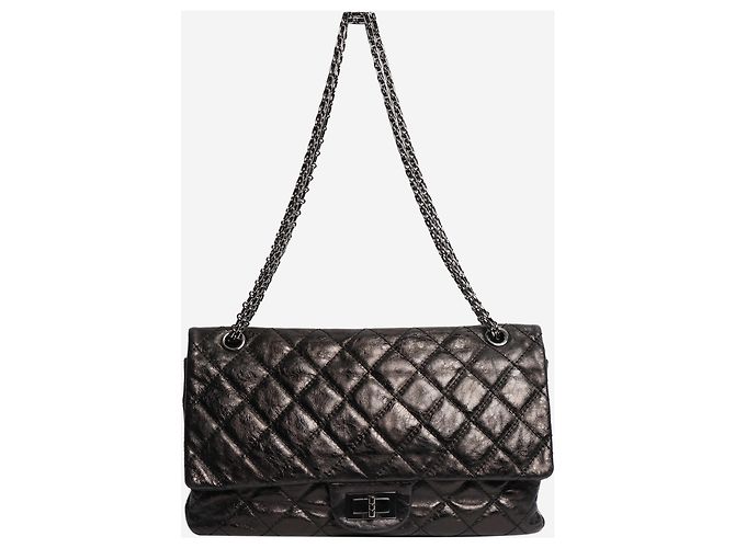 Chanel Schwarze 2.55 Schultertasche aus schwarzem Lammleder mit Steppung 2006 - Ansicht 2