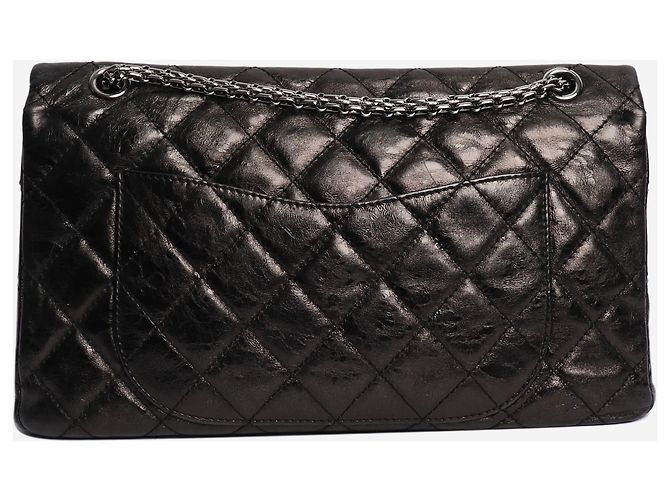 Chanel Schwarze 2.55 Schultertasche aus schwarzem Lammleder mit Steppung 2006 - Ansicht 3
