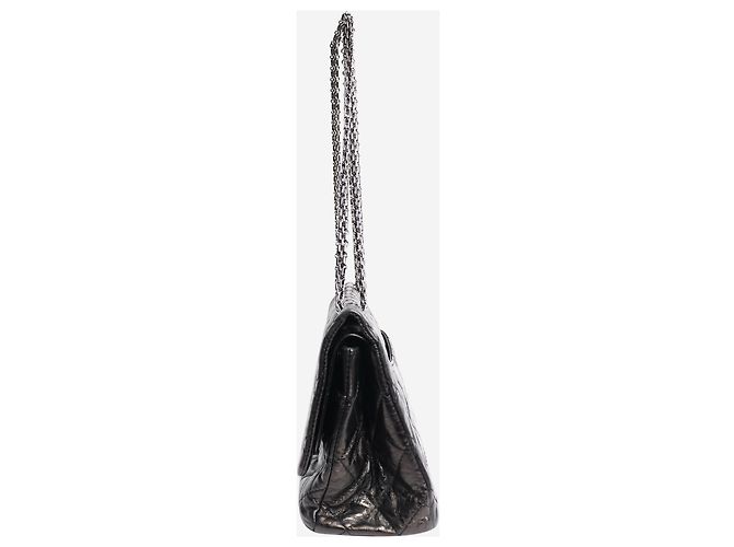 Chanel Schwarze 2.55 Schultertasche aus schwarzem Lammleder mit Steppung 2006 - Ansicht 4