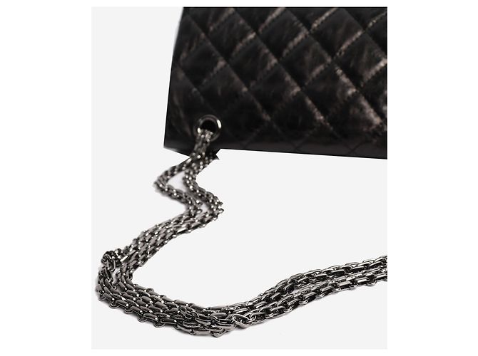 Chanel Schwarze 2.55 Schultertasche aus schwarzem Lammleder mit Steppung 2006 - Ansicht 5