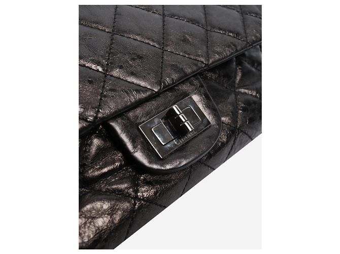 Chanel Schwarze 2.55 Schultertasche aus schwarzem Lammleder mit Steppung 2006 - Ansicht 6