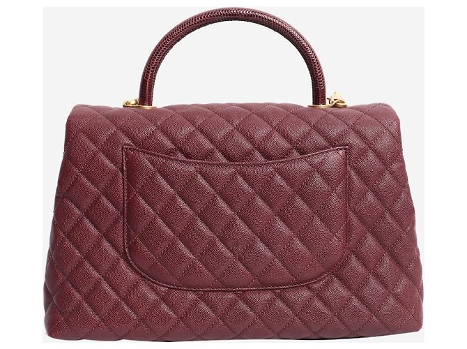 Chanel Sac Coco Handle en cuir caviar matelassé bordeaux 2017 - vue 3