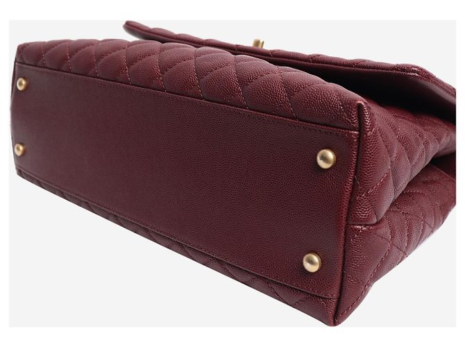 Chanel Sac Coco Handle en cuir caviar matelassé bordeaux 2017 - vue 4