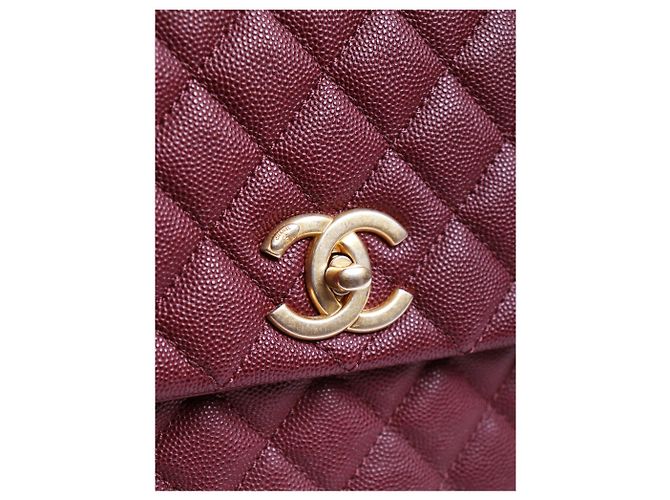 Chanel Sac Coco Handle en cuir caviar matelassé bordeaux 2017 - vue 5