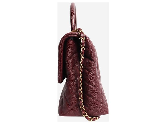 Chanel Sac Coco Handle en cuir caviar matelassé bordeaux 2017 - vue 9
