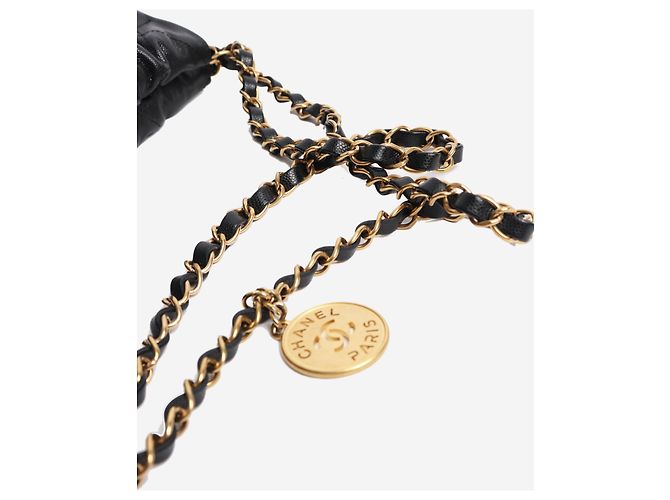 Chanel Borsa a spalla in pelle caviar nera 22 Nero - vista 5