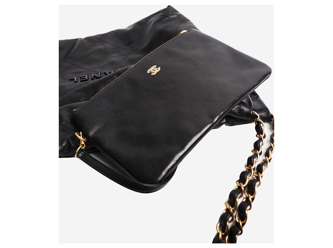 Chanel Borsa a spalla in pelle caviar nera 22 Nero - vista 7