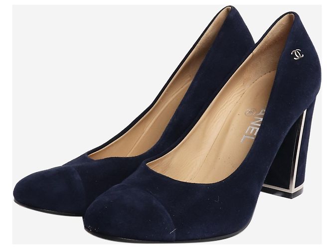 Chanel Navy Wildleder-Pumps - Größe EU 39,5 Marineblau - Ansicht 2