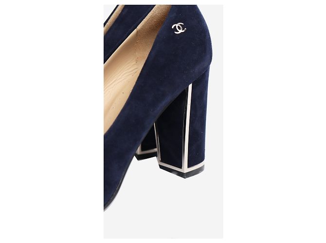 Chanel Navy Wildleder-Pumps - Größe EU 39,5 Marineblau - Ansicht 4