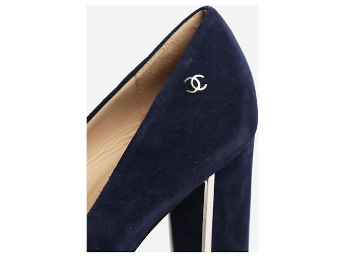 Chanel Navy Wildleder-Pumps - Größe EU 39,5 Marineblau - Ansicht 5