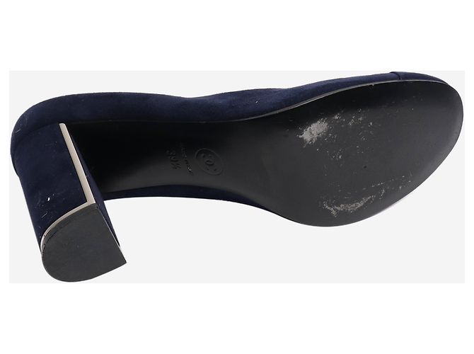 Chanel Navy Wildleder-Pumps - Größe EU 39,5 Marineblau - Ansicht 7